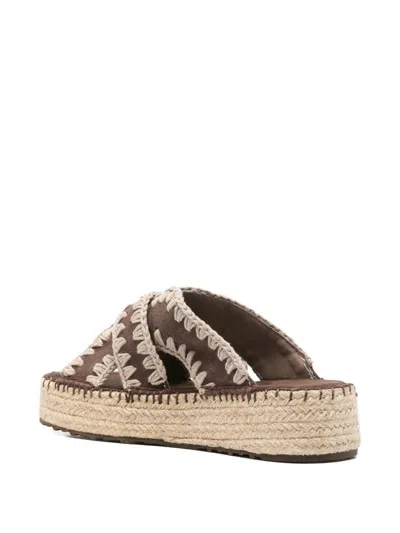 Mou Jute Platform Sandals In Brown