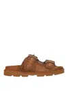Mou Slip-on Sandals With Decorative Buckles In Brown