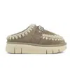 Mou 'bounce' Brown Mules With Logo Lettering And Open Rear In Grey
