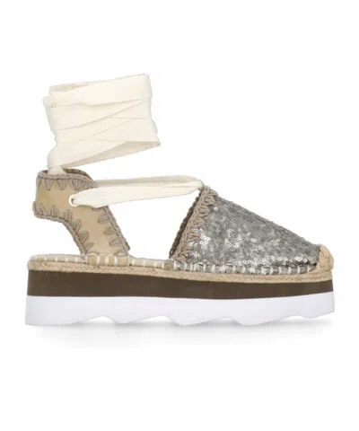 Mou Sandals With Sequins In Beige