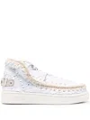 Mou Sequin-embellished Ankle Boots In White