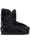 Mou Sequin Hand-crocheted Eskimo Boots In Black