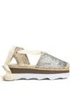 Mou Espa Sandal Espadrilles In Grey Leather In Silver