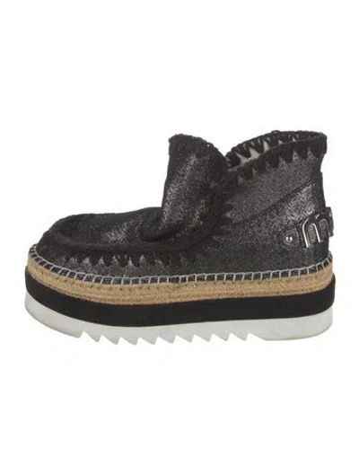 Pre-owned Mou Sequins Boots In Black