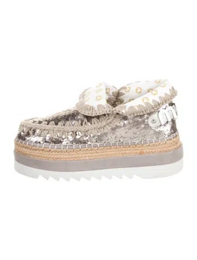 Pre-owned Mou Sequins Colorblock Pattern Lace-up Boots