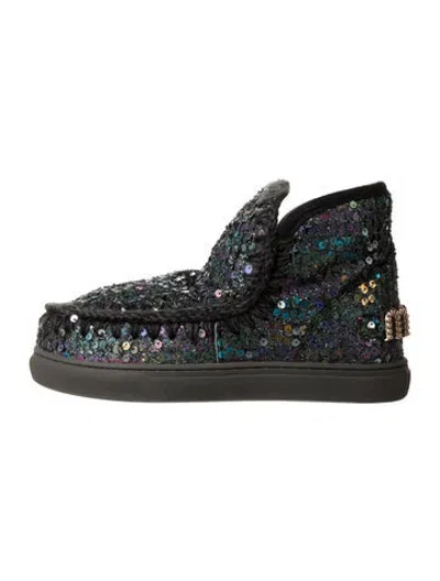 Pre-owned Mou Sequins Patterned Snow Boots W/ Tags In Green