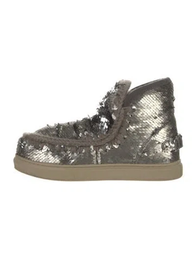 Pre-owned Mou Sequins Sequin Embellishments Combat Boots In Multi
