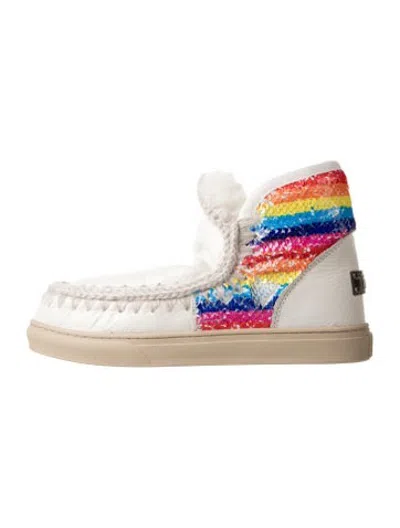 Pre-owned Mou Sequins Striped Snow Boots W/ Tags In White
