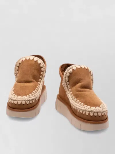 Mou Shearling Ankle-length Slippers In Orange