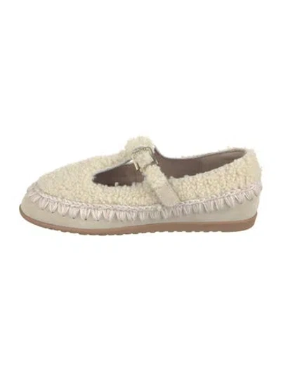 Pre-owned Mou Shearling Flats In Neutral