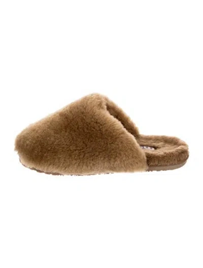 Pre-owned Mou Shearling Fur Trim Mules In Brown