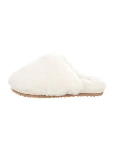 Pre-owned Mou Shearling Mules In Neutral