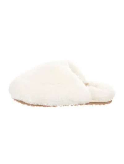 Pre-owned Mou Shearling Mules W/ Tags In Neutral
