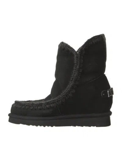 Pre-owned Mou Shearling Snow Boots W/ Tags In Black