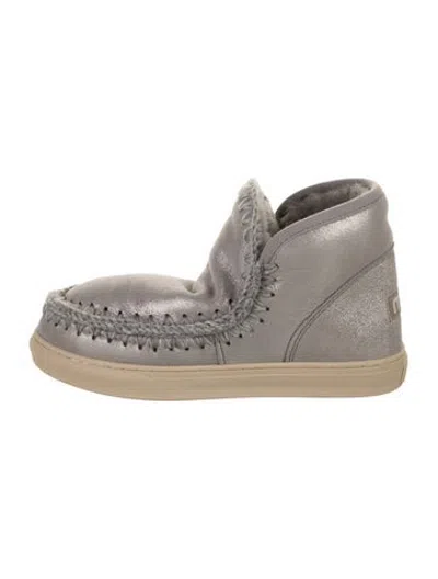Pre-owned Mou Shearling Whipstitch Trim Boots W/ Tags In Grey