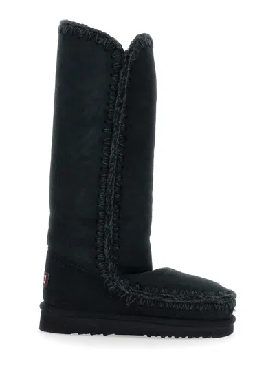 Mou Shearling-lined Braided Boot In Blue