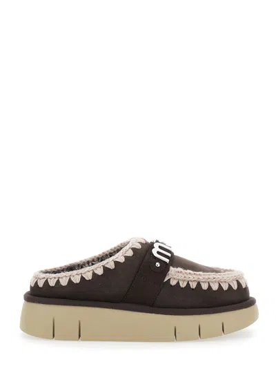 Mou Shearling-lined Leather Slipper In Brown