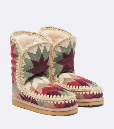 Mou Shearling-lined Suede Ankle Boots In Multi