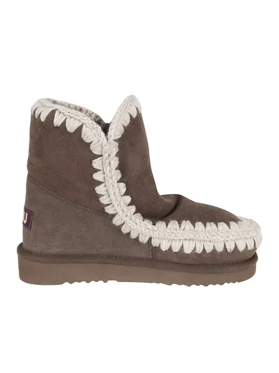 Mou Sheepskin Ankle Boots With Plush Lining In Brown