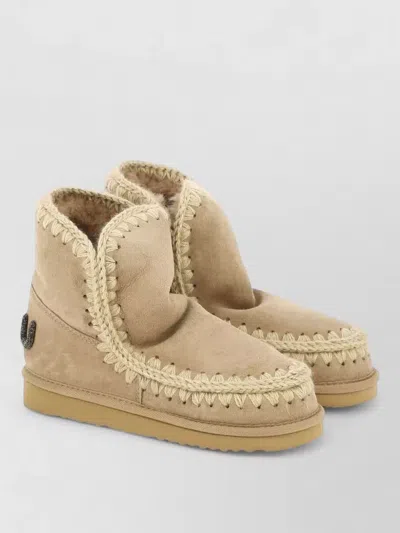 Mou Sheepskin Ankle Slippers In Brown