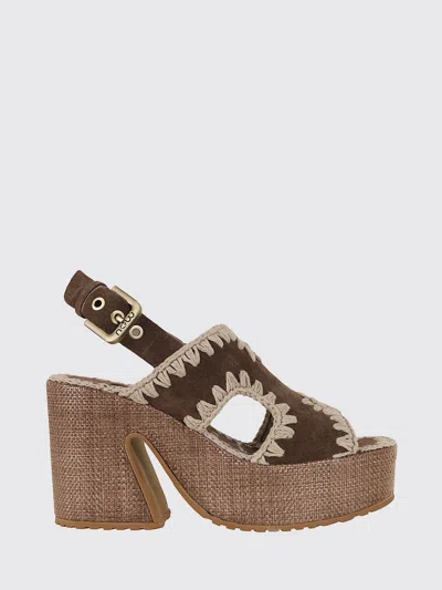 MOU MOU SUEDE PLATFORM SANDALS WITH CONTRAST STITCHING,I36594032