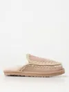 Mou Eskimo Stitching Slipper-mule In Camel Suede In Ebony