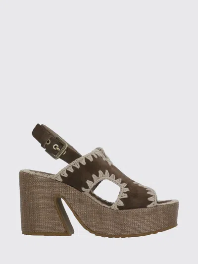 MOU MOU HEELED SANDAL WOMAN COLOR BROWN,I53122032