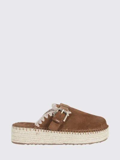 Mou Suede Jute Clog With Signature Crochet Detailing In Black