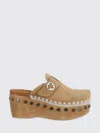 Mou Platform Mule Sandals Round Toe Studs Suede In Brown