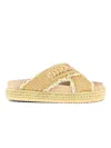 Mou Platform Slide Sandal With Woven Straps In Yellow
