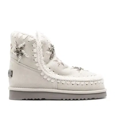 Mou Silver Eskimo Sheepskin Star Boots In Gray