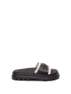 Mou Eva Logo-embossed Open-toe Slides In Black