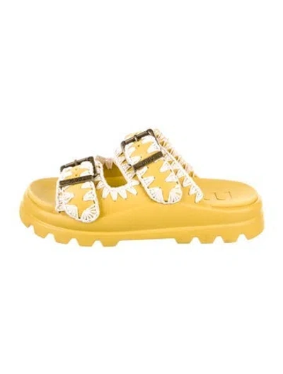 Pre-owned Mou Slides In Yellow