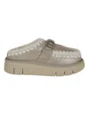 Mou Slip-on Mule Ankle Boots With Plush Lining In Gray