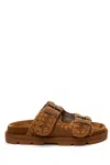 Mou Slip-on Sandals With Decorative Buckles In Brown