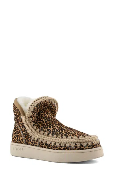Mou Sneaker Boot With Genuine Shearling Trim In Brown