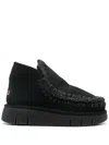 Mou Moccasin-inspired Ankle Boots With Whipstitch Detailing In Black