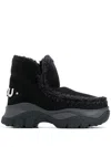 Mou Chunky Eskimo Sneake Low Heels Ankle Boots In Black Leather In Black