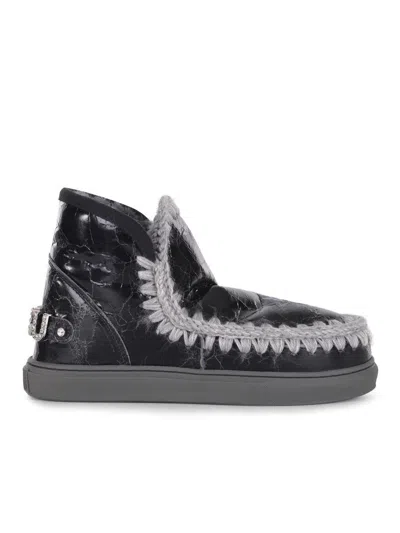 Mou Boots  Sneakers Metal Logo Made In Suede In Black