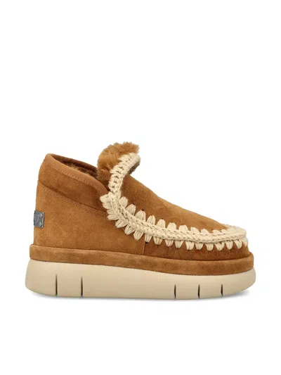 Mou Eskimo Brown Slip-on Boots With Rear Logo In Suede Woman