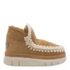 Mou Beige Sheepskin Ankle Boots In Brown