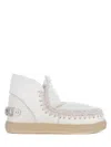 Mou Eskimo Sneaker Bold Low Heels Ankle Boots In White Leather In White