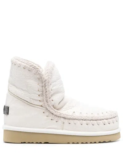 Mou Soft Sheep Leather Casual Closed Ankle Boots In White