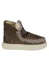 Mou Textured Suede-like Ankle Boots With Plush Interior In Brown