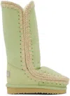 Mou Ssense Exclusive Kids Green Boots In Wnpr Winter Pear