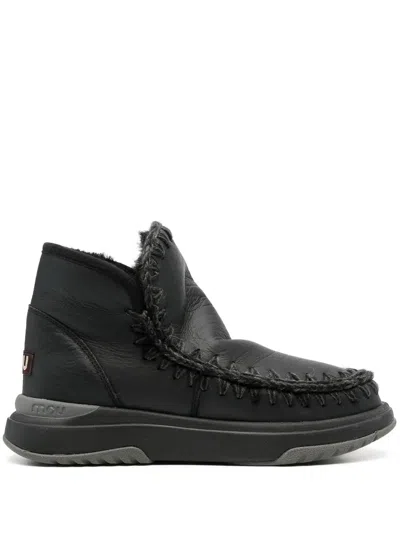 Mou Eskimo Jogger Ankle Boots In Black Leather