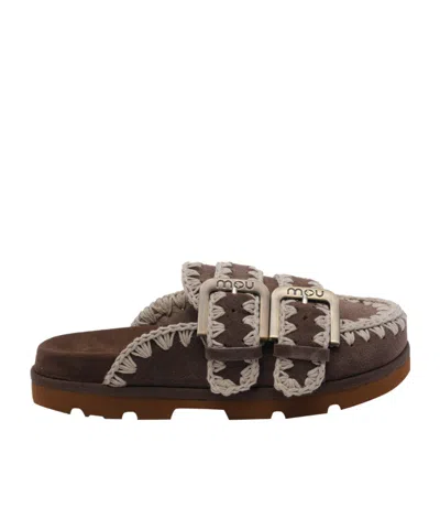 Mou Stitch Detail Buckle Mules In Multi