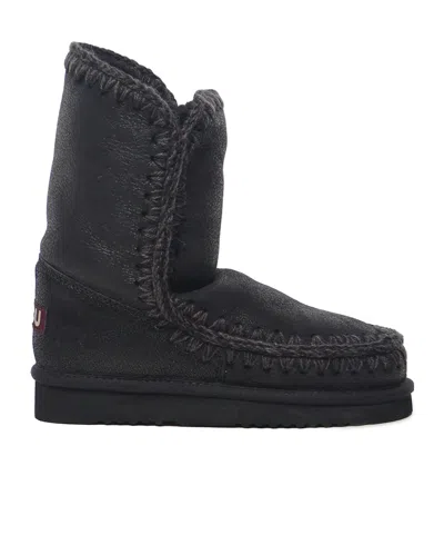Mou Stitch Detail Snow Boots In Black