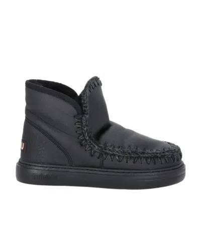 Mou Stitch-trim Ankle Boots In Black