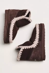 Mou Stitched Detail Sheepskin Boots In Brown